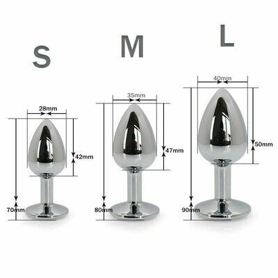 3pcs Heart Stainless Steel Jewel Anal Plug S+M+L