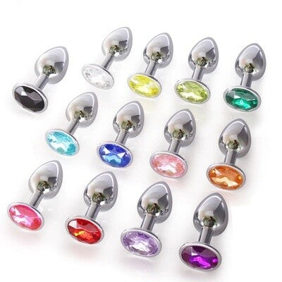 3pcs Round Stainless Steel Jewel Anal Plug S+M+L
