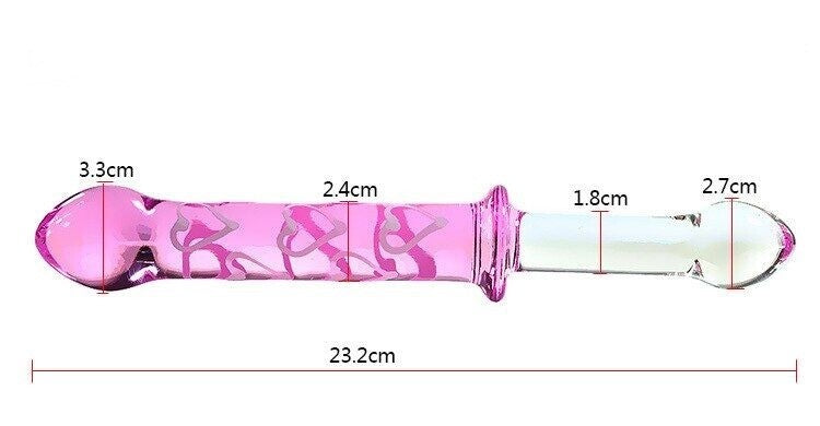 Beautiful Crystal Pyrex Glass Massager Pink Love Hearts