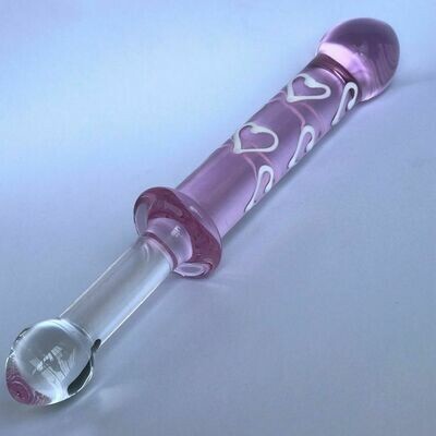 Beautiful Crystal Pyrex Glass Massager Pink Love Hearts