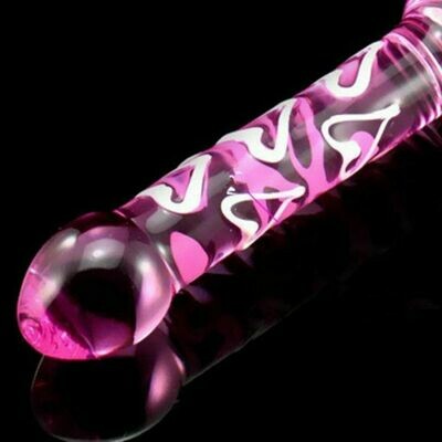 Beautiful Crystal Pyrex Glass Massager Pink Love Hearts