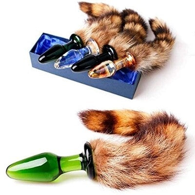 Glass Racoon Tail - Glass Anal Butt Plug