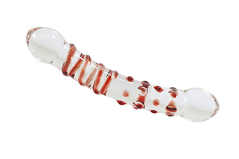 Beautiful Double Headed Glass Massager Swirls and Dots