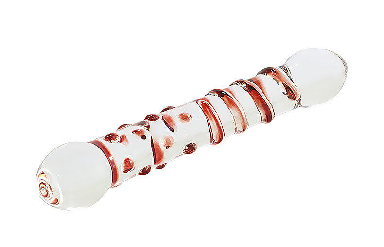 Beautiful Double Headed Glass Massager Swirls and Dots