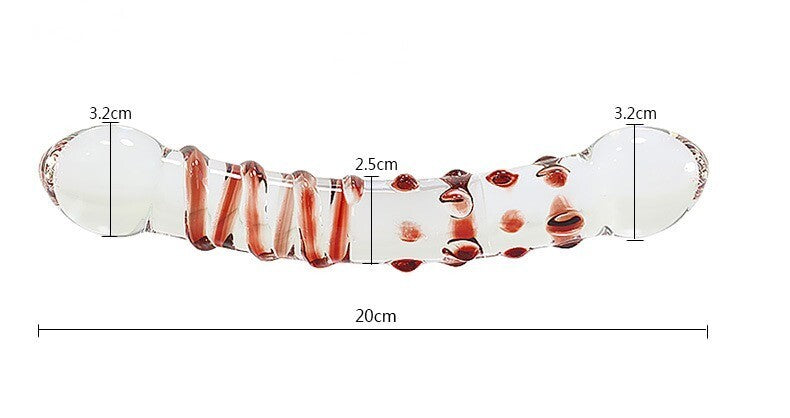 Beautiful Double Headed Glass Massager Swirls and Dots