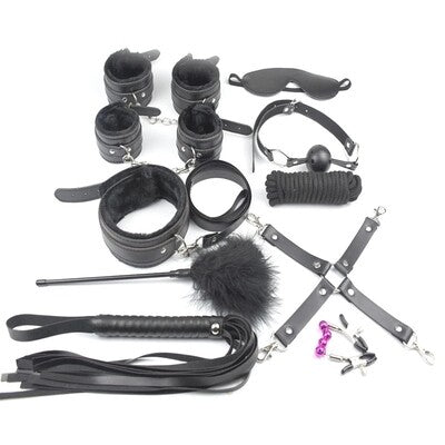 10pcs SM Bondage Roleplay Sex Kit Black
