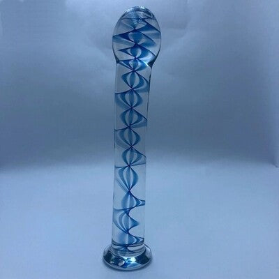 Beautiful Blue Swirl Crystal Pyrex Glass Massager