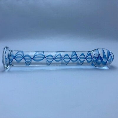 Beautiful Blue Swirl Crystal Pyrex Glass Massager