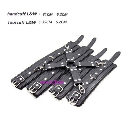 PU Leather Handcuffs + Ankle Wrist Cuffs - Hog Tie Bondage Restraints