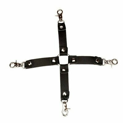 PU Leather Handcuffs + Ankle Wrist Cuffs - Hog Tie Bondage Restraints