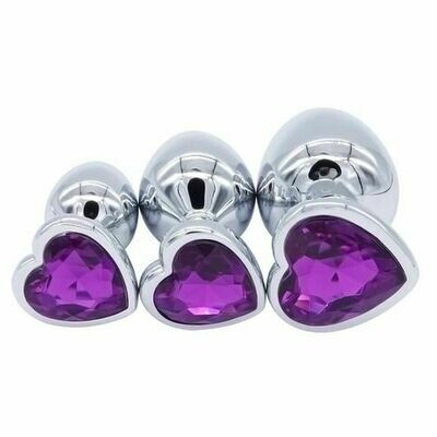 Stainless Steel Heart Shape Butt Plug With Jewel Anal Plug