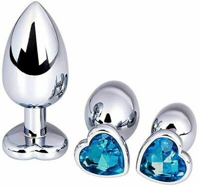 Stainless Steel Heart Shape Butt Plug With Jewel Anal Plug