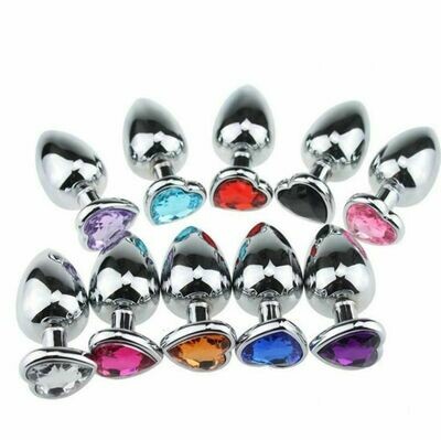 Stainless Steel Heart Shape Butt Plug With Jewel Anal Plug