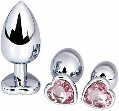 Stainless Steel Heart Shape Butt Plug With Jewel Anal Plug