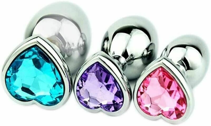 Stainless Steel Heart Shape Butt Plug With Jewel Anal Plug