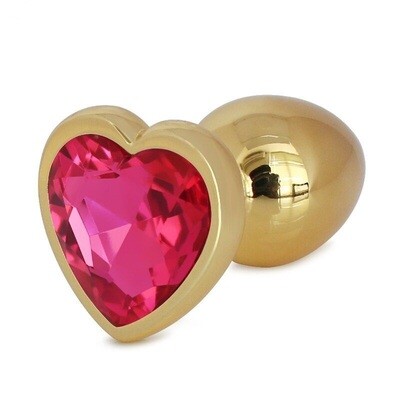 Gold Stainless Steel Heart Shape Butt Plug With Jewel