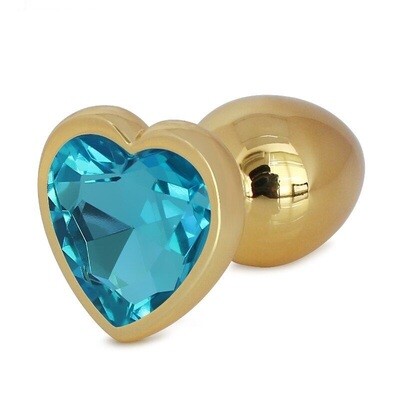 Gold Stainless Steel Heart Shape Butt Plug With Jewel