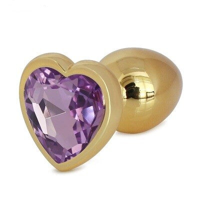 Gold Stainless Steel Heart Shape Butt Plug With Jewel