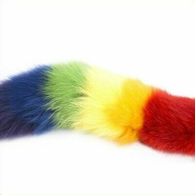 Metal Anal Butt Plug Rainbow Fox Tail