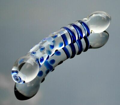 Beautiful Crystal Pyrex Glass Massager -  Swirls and Dots
