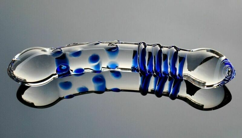 Beautiful Crystal Pyrex Glass Massager -  Swirls and Dots