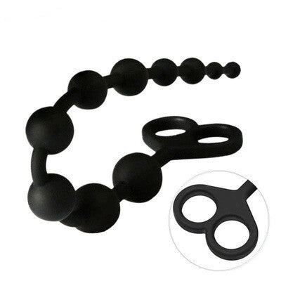 Silicone Anal Balls Butt Plug - Black Anal Beads