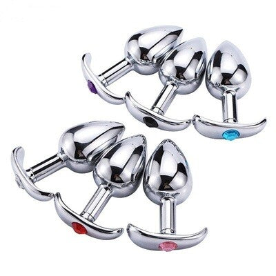 Stainless Steel Metal Anchor Butt Plug With Jewel Anal Plug