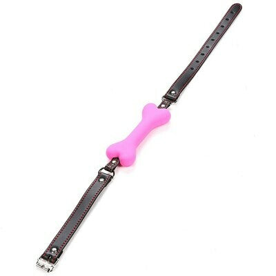Silicone Faux Leather Dog Bone Mouth Gag