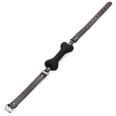 Silicone Faux Leather Dog Bone Mouth Gag