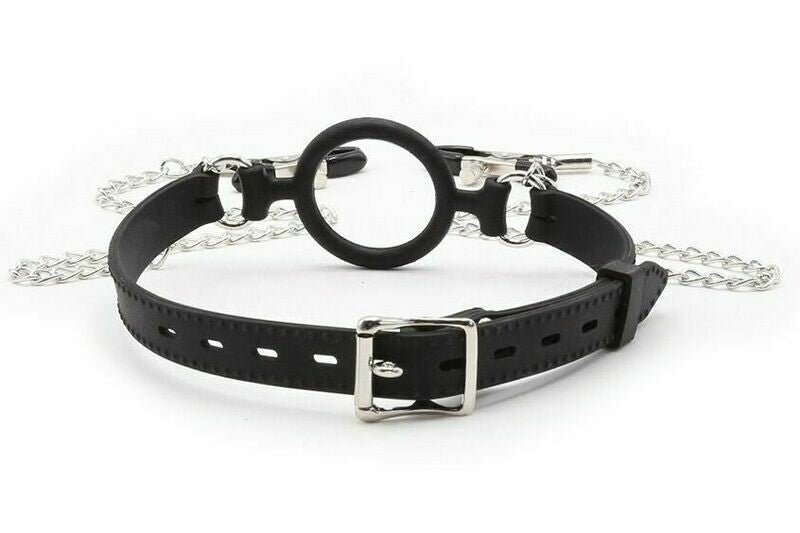 Nipple Clamps with Metal Chain And Mouth Gag BDSM