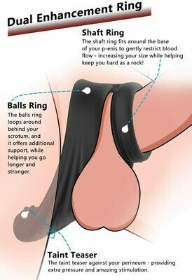 Silicone Dual Penis Ring with Taint Teaser​