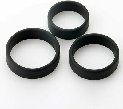 Enhanced Black Colour Silicone Triple Cock Ring Set