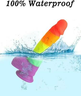 Realistic Penis Shaped Rainbow Suction Cup Dildo