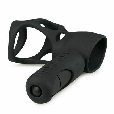Black Silicone Vibrating Penis Sleeve
