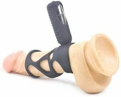 Black Silicone Vibrating Penis Sleeve
