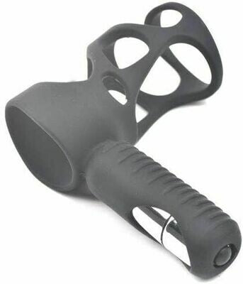 Black Silicone Vibrating Penis Sleeve