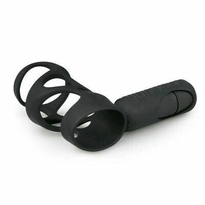 Black Silicone Vibrating Penis Sleeve
