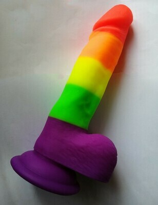 Realistic Penis Shaped Rainbow Suction Cup Dildo