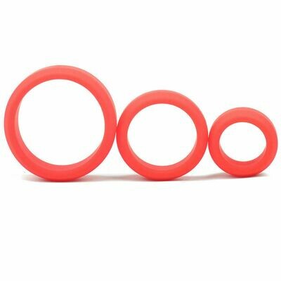 Enhanced Red Colour Silicone Triple Cock Ring Set