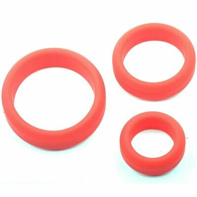 Enhanced Red Colour Silicone Triple Cock Ring Set