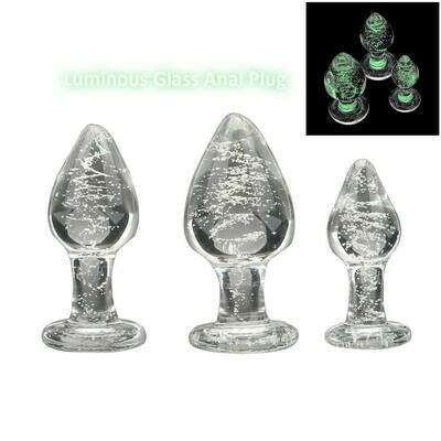 Glow In The Dark Glass Butt Plug Anal Sex Toy