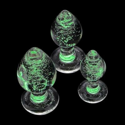 Glow In The Dark Glass Butt Plug Anal Sex Toy