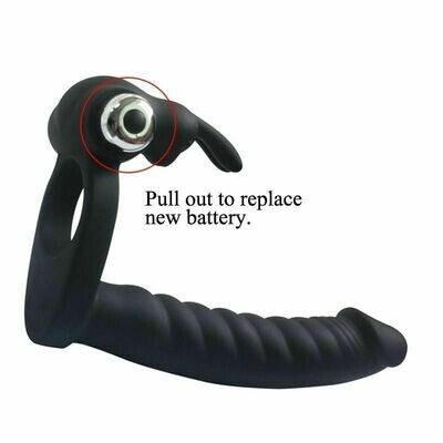 Rabbit Style Vibrating Cock Ring With Realistic Dildo