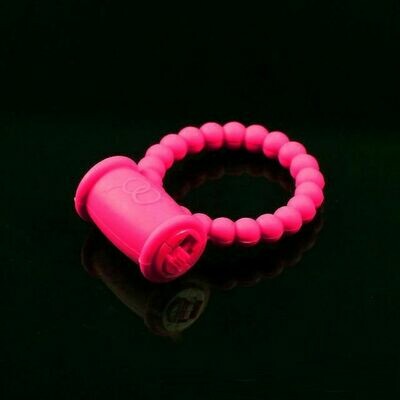 Beaded Silicone Vibrating Cock Ring with on/off switch