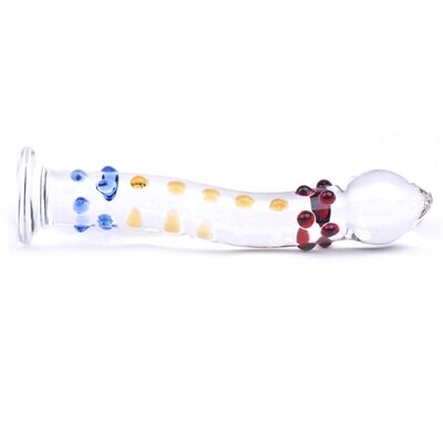 Sensual Colourful Textured Glass Dildo Massager Wand