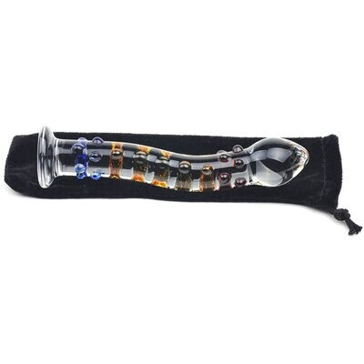 Sensual Colourful Textured Glass Dildo Massager Wand
