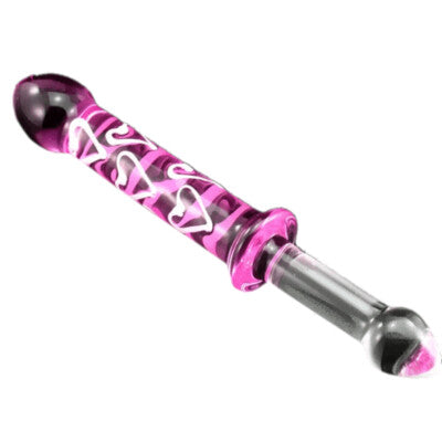Beautiful Crystal Pyrex Glass Massager Pink Love Hearts