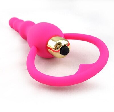 Vibrating Waterproof Soft Anal Beads Butt Plug