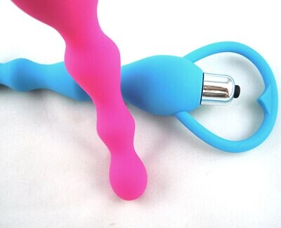 Vibrating Waterproof Soft Anal Beads Butt Plug