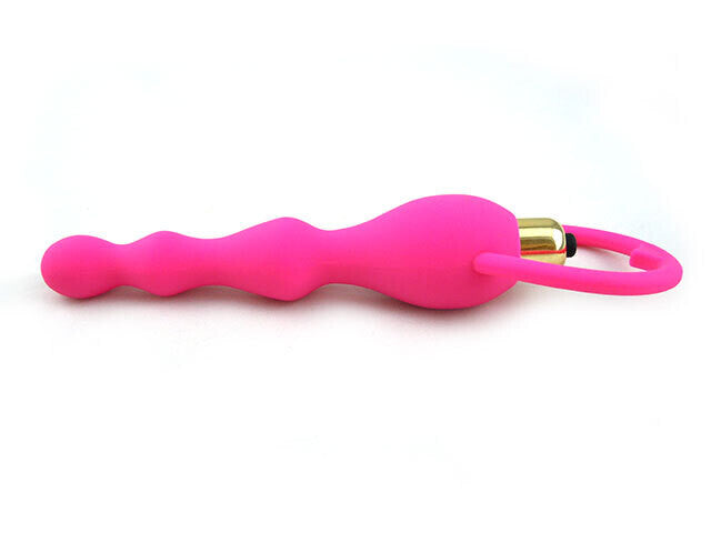 Vibrating Waterproof Soft Anal Beads Butt Plug